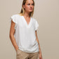 Blusa fluida con scollo a V e maniche arricciate