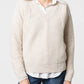 Maglione a costine con scollo a V