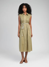 Abito midi Orenia lime con dettagli crochet