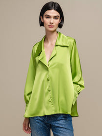 Tunica satinata oversize con bottoni