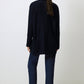 Cardigan lungo blu navy con bottoni dorati