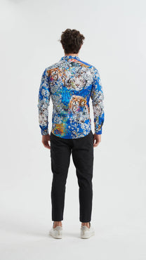 Camicia premium da uomo con stampa digitale multicolor