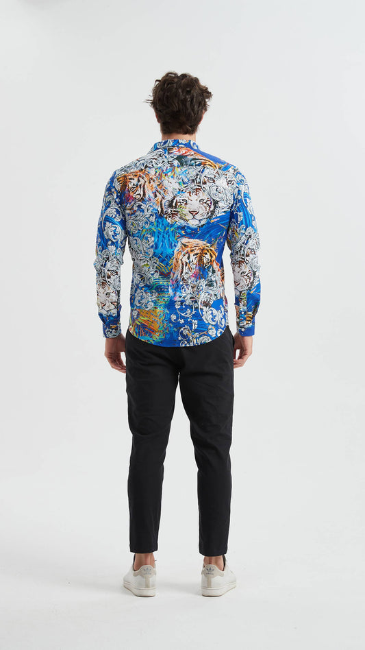 Camicia premium da uomo con stampa digitale multicolor