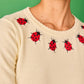 Maglia bianca con ricamo di coccinelle Gloria
