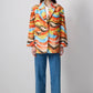 Blazer in cotone con stampa astratta multicolor