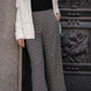 Pantaloni in maglia pied-de-poule a gamba ampia