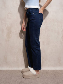 Jeans da donna a vita alta in denim blu