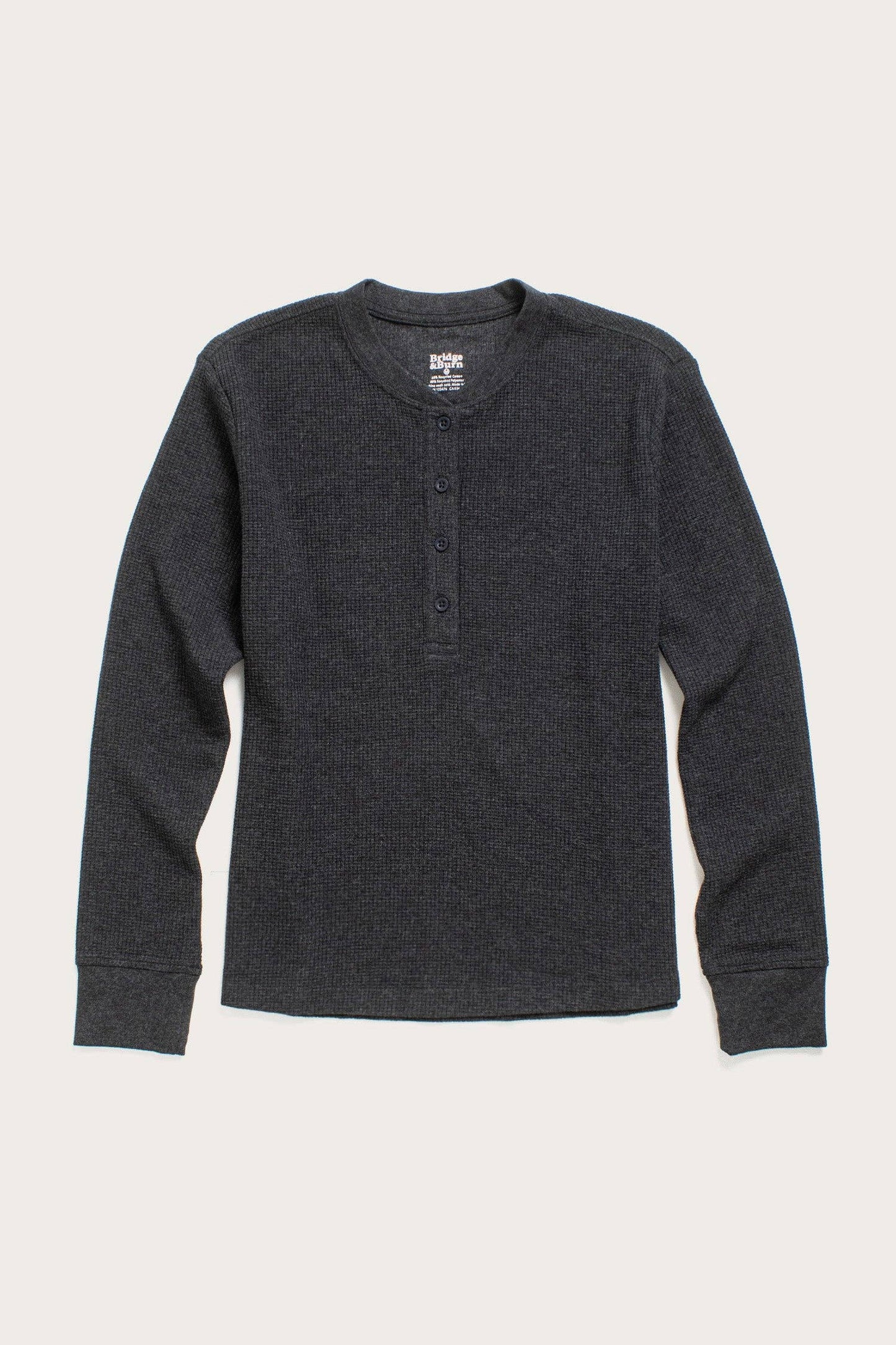 Henley a coste in waffle riciclato da donna color carbone mélange