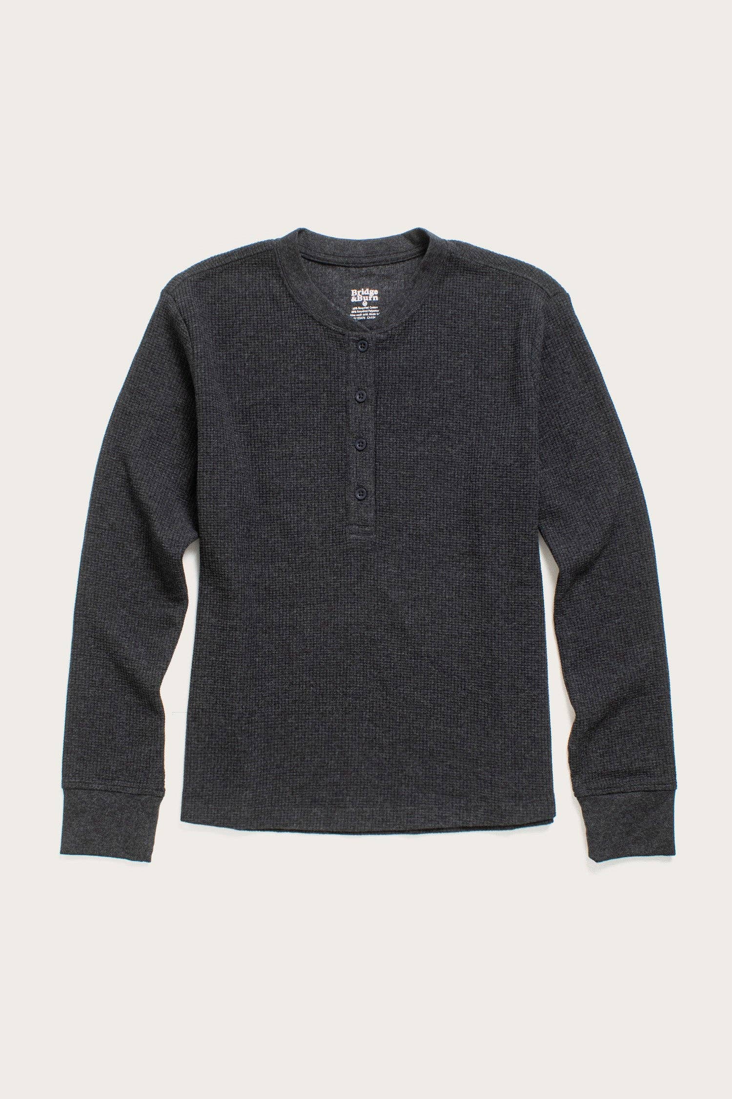 Henley a coste in waffle riciclato da donna color carbone mélange