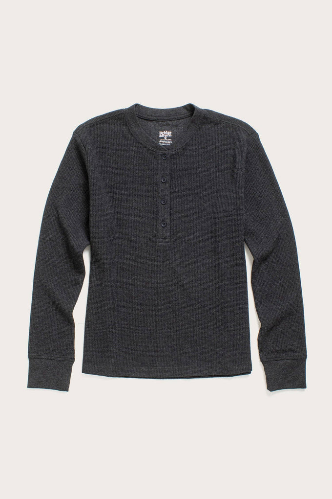Henley a coste in waffle riciclato da donna color carbone mélange
