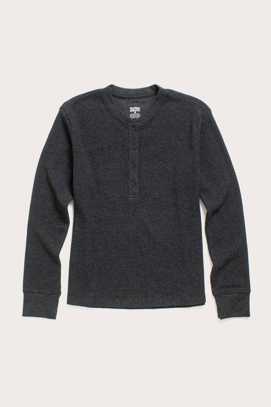 Henley a coste in waffle riciclato da donna color carbone mélange