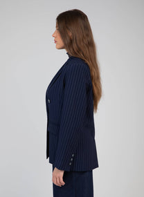 Blazer oversize gessato blu navy