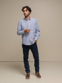 Camicia uomo a righe in cotone misto
