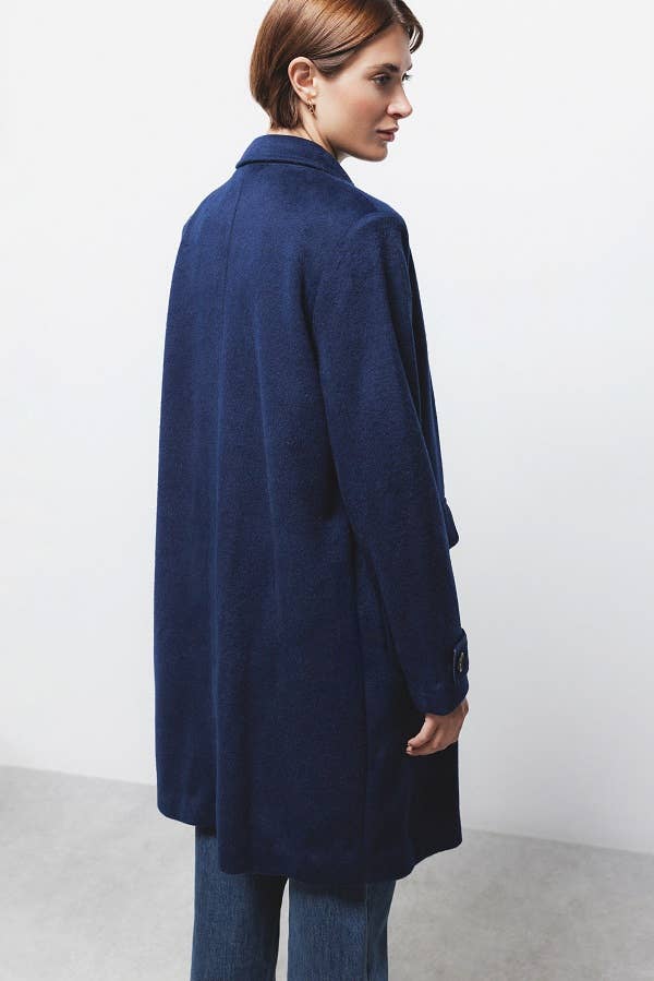 Cappotto lungo minimal blu navy