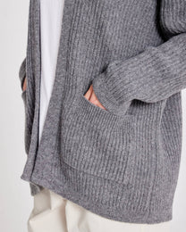 Cardigan Mette in lana d’agnello GOTS grigio melangé