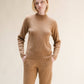 Maglione a costine con collo a lupetto in misto cashmere