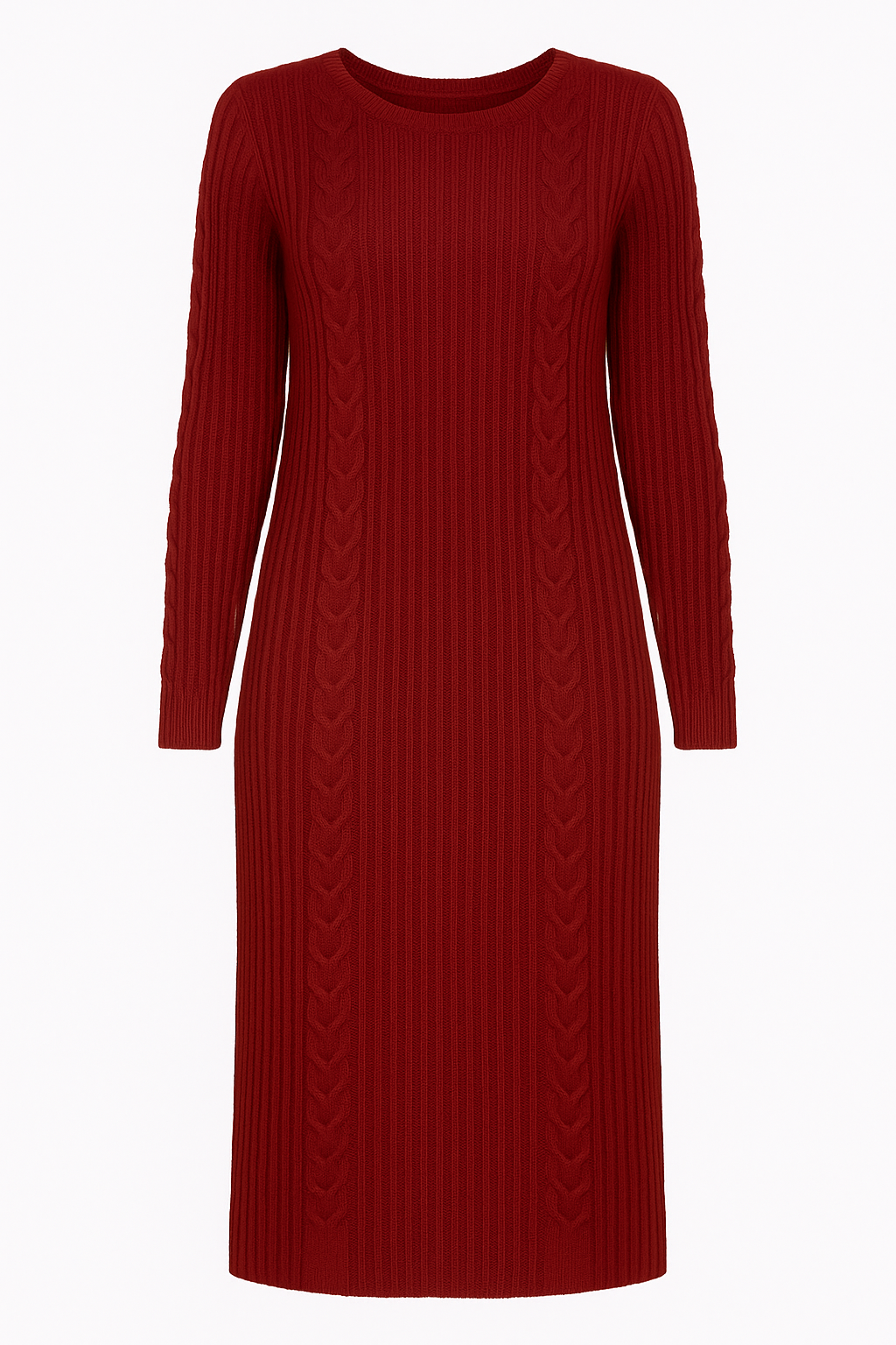 Abito midi in maglia a coste con trecce