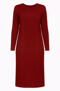 Abito midi in maglia a coste con trecce