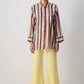 Camicia in raso a righe multicolore con polsini a contrasto