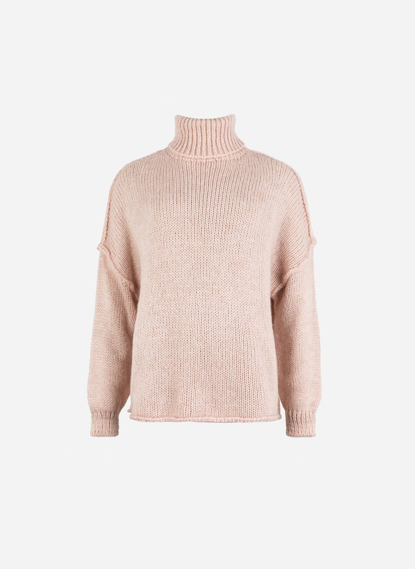 Maglione dolcevita oversize color polvere Lejoko