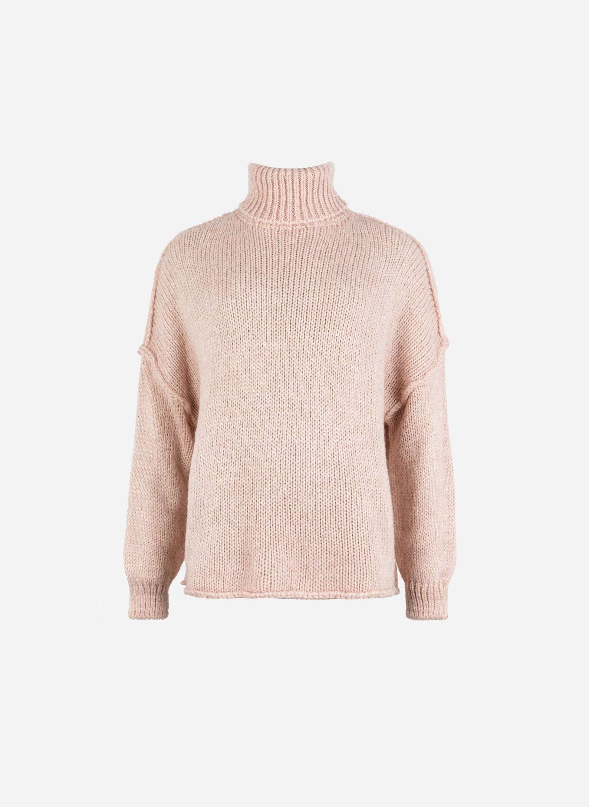 Maglione dolcevita oversize color polvere Lejoko