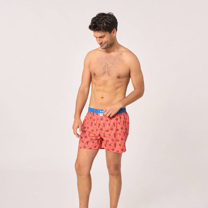 Boxer uomo in cotone biologico con stampa bradipo