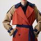 Trench coat color block con cintura