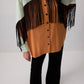 Camicia in raso color block con frange stile western