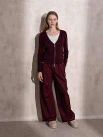 Cardigan in maglia con zip e scollo a V