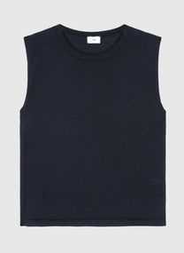 Maglione smanicato girocollo blu navy