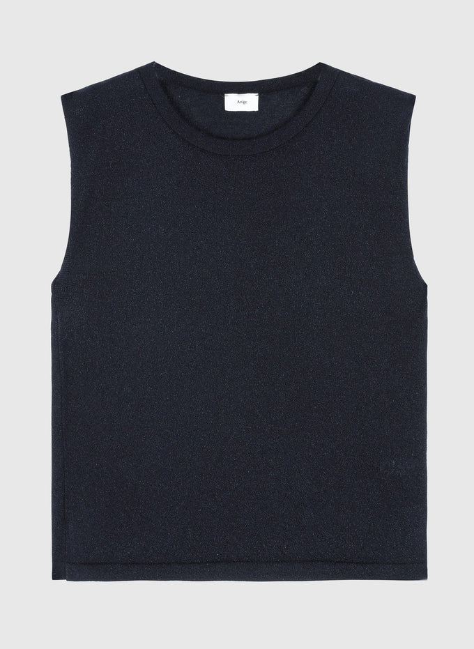 Maglione smanicato girocollo blu navy