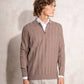 Maglione polo da uomo a coste con zip