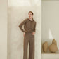 Pantaloni in maglia 3D a gamba larga in misto cashmere