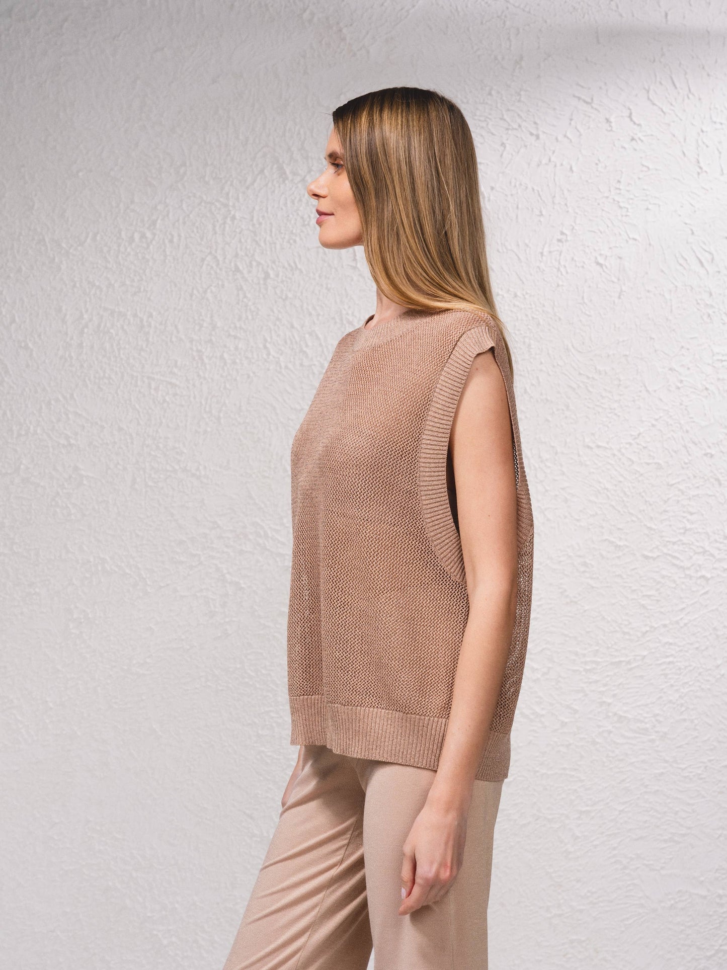 Maglione in maglia aperta laminata
