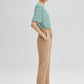 Pantaloni in crepe beige a vita elastica