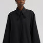 Camicia nera con colletto staccabile in misto cotone