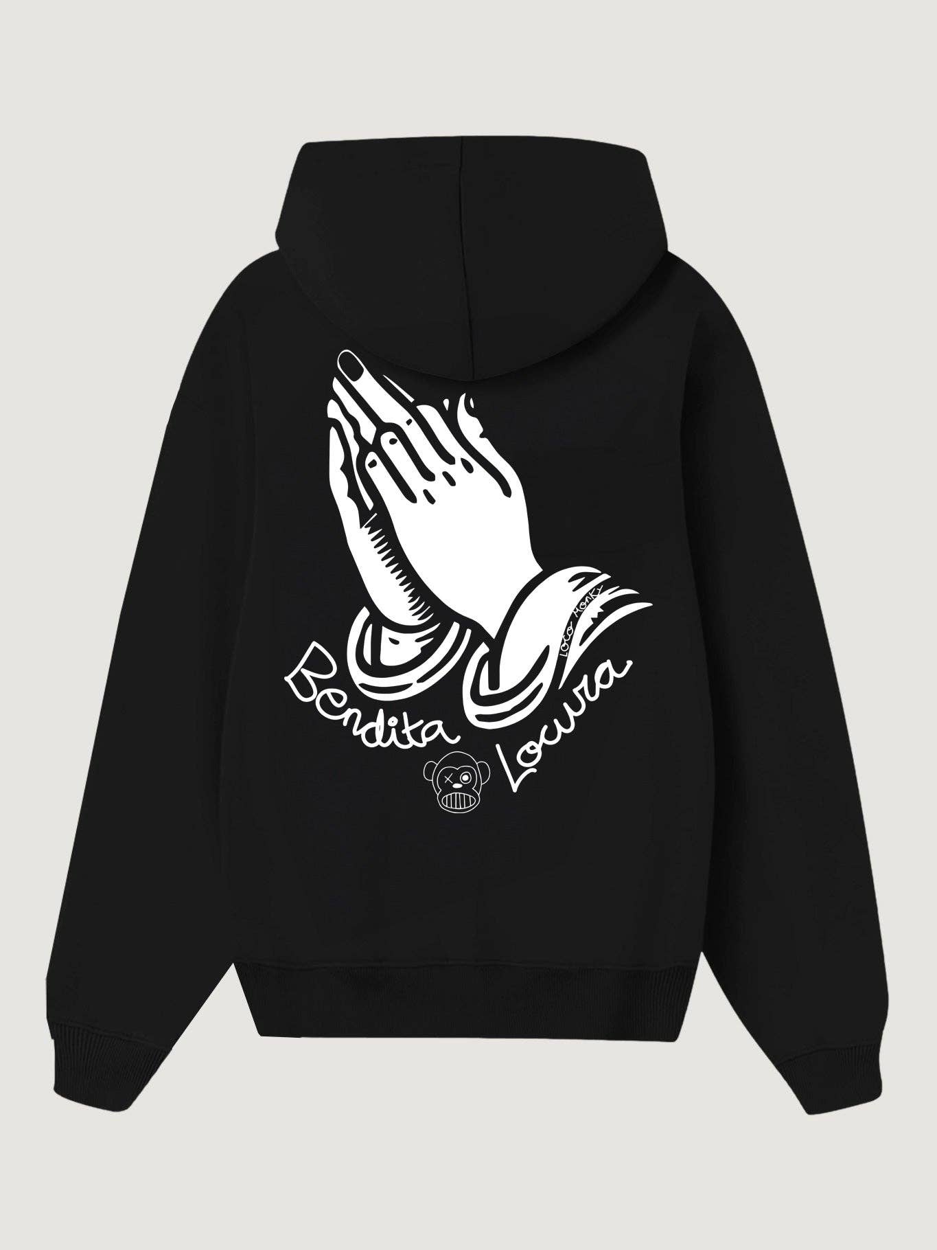 Felpa unisex Bendita Locura II nera con cappuccio