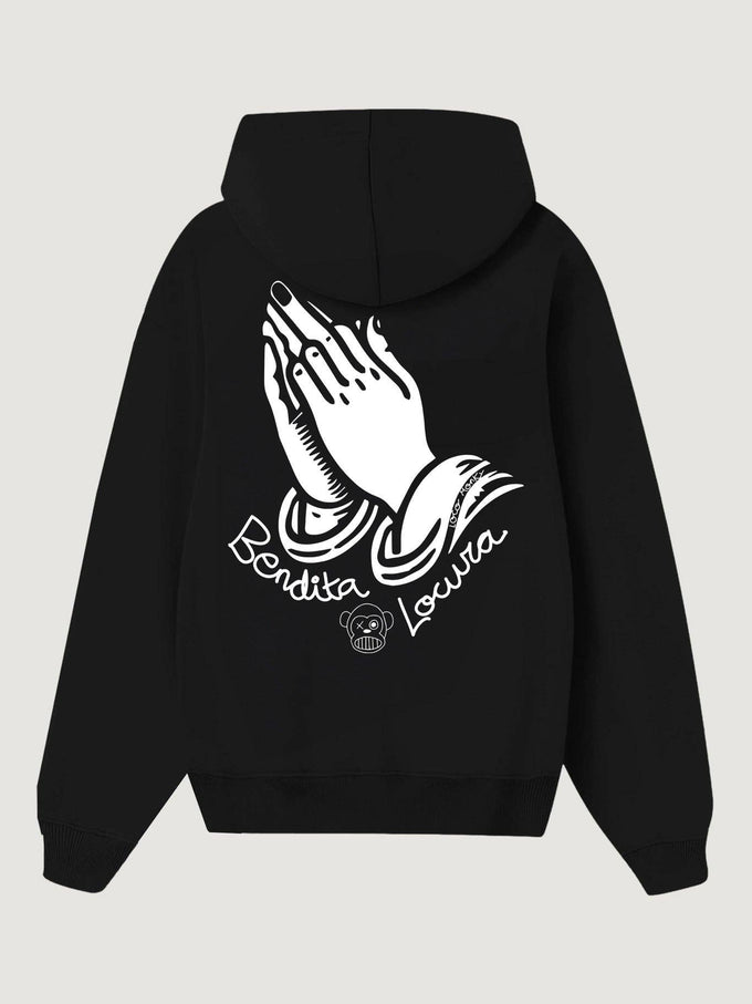 Felpa unisex Bendita Locura II nera con cappuccio
