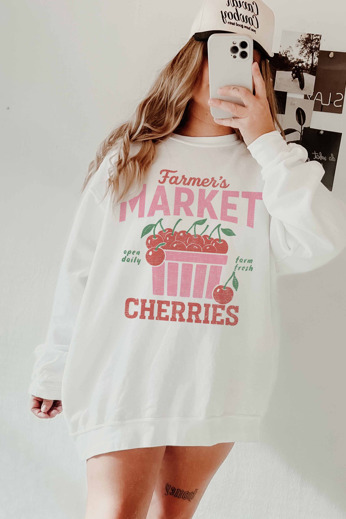 Felpa oversize con stampa ciliegie Farmer’s Market
