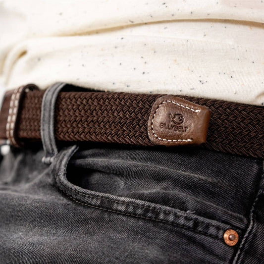 Cintura elastica intrecciata marrone