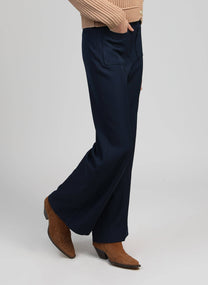 Pantaloni navy a gamba dritta con vita elasticizzata