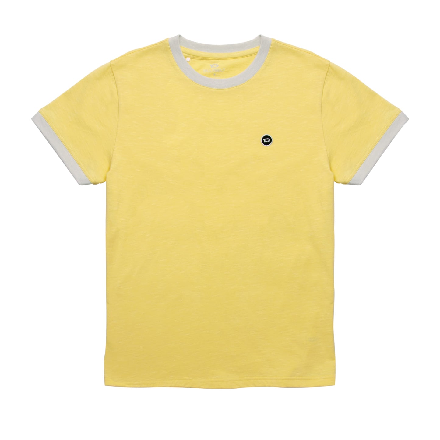 T-shirt in cotone biologico giallo slub con profili a contrasto