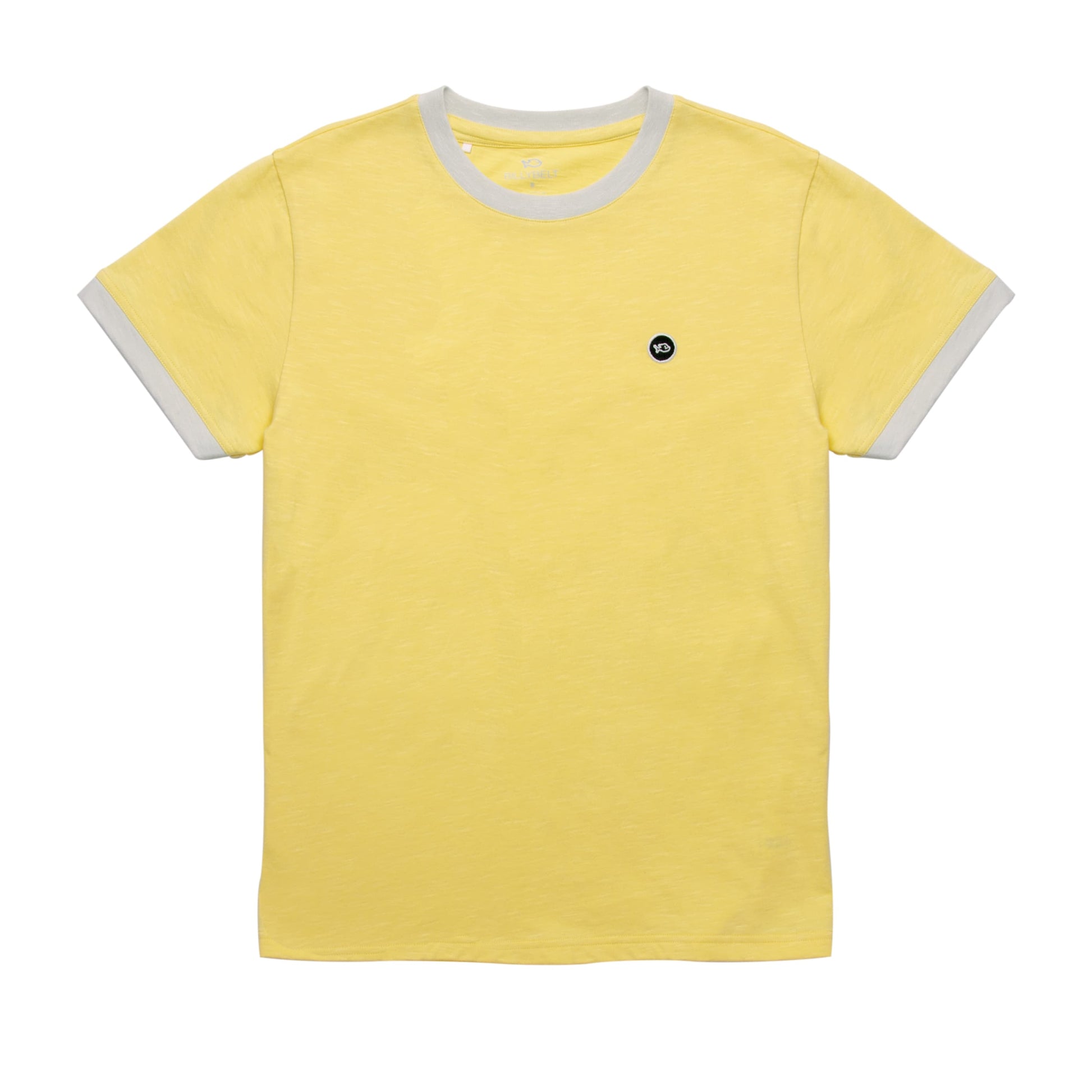 T-shirt in cotone biologico giallo slub con profili a contrasto