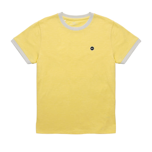 T-shirt in cotone biologico giallo slub con profili a contrasto