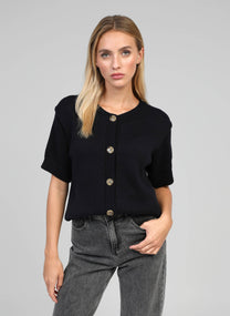 Cardigan in maglia blu navy con bottoni
