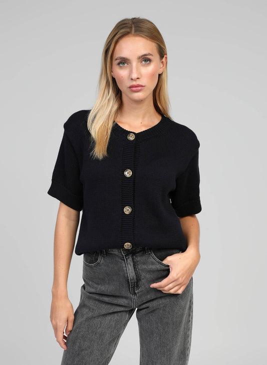 Cardigan in maglia blu navy con bottoni