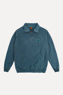 Felpa uomo con zip a quarto tinto a pigmento verde olmo