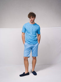 T-shirt basic in cotone con micro stampa e logo ricamato