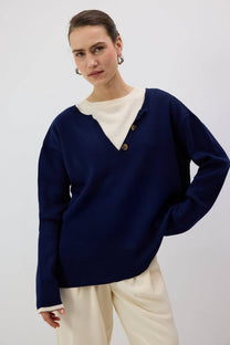 Maglia con colletto a contrasto