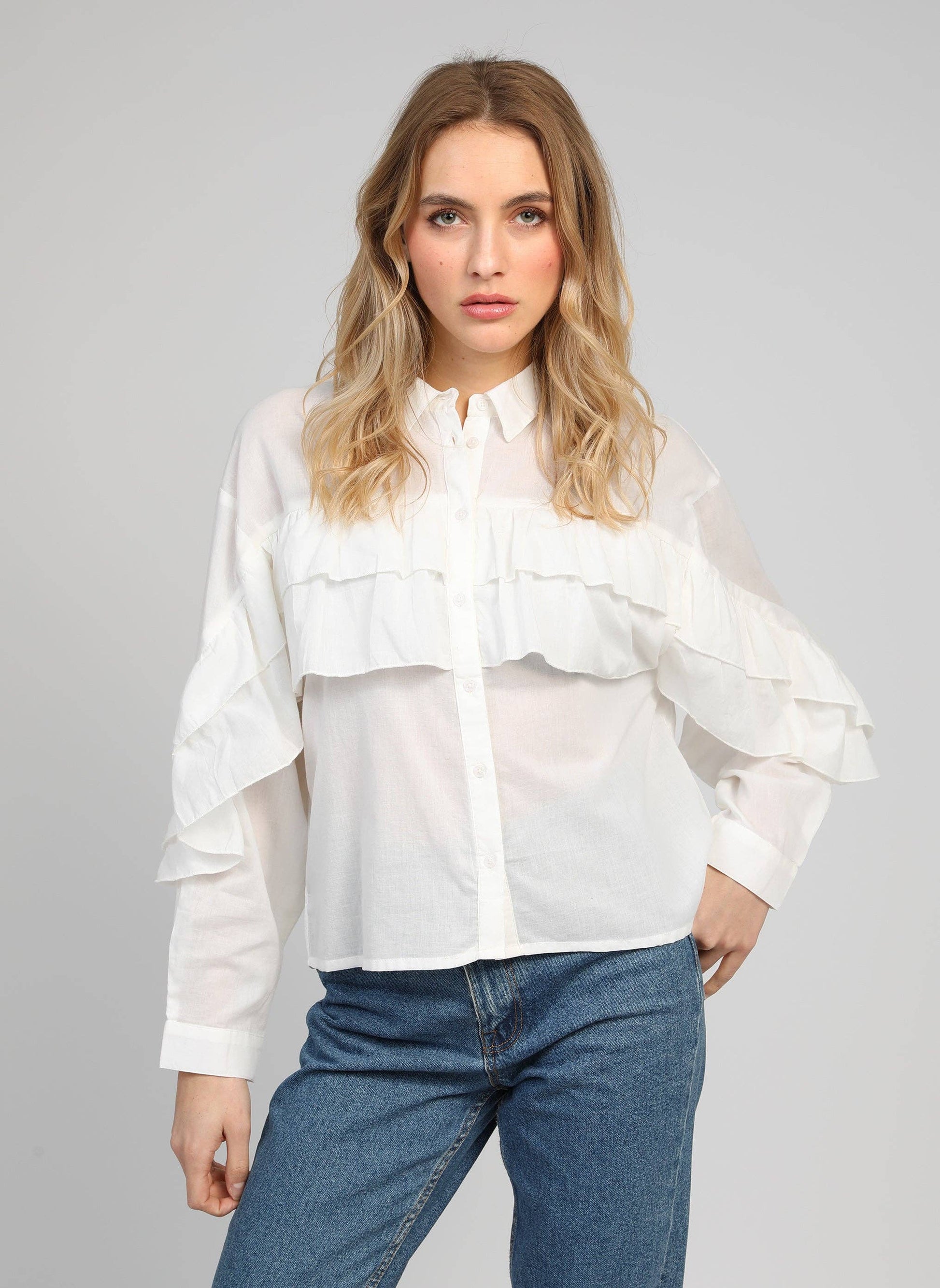 Camicia bianca con volant Suprema